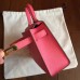 Hermes Rose Lipstick Epsom Kelly Mini II 20cm Handmade Bag