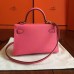 Hermes Rose Lipstick Epsom Kelly Mini II 20cm Handmade Bag