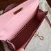 Hermes Rose Dragee Swift Kelly Mini II 20cm Handmade Bag