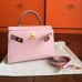 Hermes Rose Dragee Swift Kelly Mini II 20cm Handmade Bag