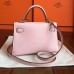 Hermes Rose Dragee Swift Kelly Mini II 20cm Handmade Bag