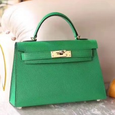 Hermes Bamboo Epsom Kelly Mini II 20cm Handmade Bag Hermes Bamboo Epsom Kelly Mini II 20cm Handmade Bag