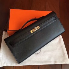 Hermes Black Epsom Kelly Cut Clutch Handmade Bag Hermes Black Epsom Kelly Cut Clutch Handmade Bag