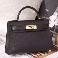 Hermes Black Epsom Kelly Mini II 20cm Handmade Bag Hermes Black Epsom Kelly Mini II 20cm Handmade Bag
