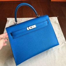 Hermes Blue Epsom Kelly 32cm Sellier Handmade Bag Hermes Blue Epsom Kelly 32cm Sellier Handmade Bag