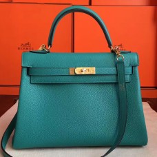 Hermes Blue Paon Clemence Kelly Retourne 32cm Handmade Bag Hermes Blue Paon Clemence Kelly Retourne 32cm Handmade Bag
