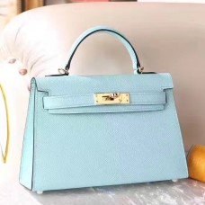 Hermes Blue Zephyr Epsom Kelly Mini II 20cm Handmade Bag Hermes Blue Zephyr Epsom Kelly Mini II 20cm Handmade Bag