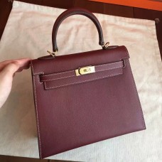 Hermes Bordeaux Epsom Kelly 25cm Sellier Handmade Bag Hermes Bordeaux Epsom Kelly 25cm Sellier Handmade Bag