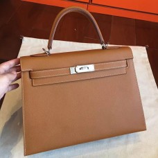 Hermes Brown Epsom Kelly 32cm Sellier Handmade Bag Hermes Brown Epsom Kelly 32cm Sellier Handmade Bag