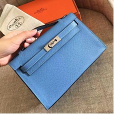 Hermes Celeste Epsom Kelly Pochette Handmade Bag