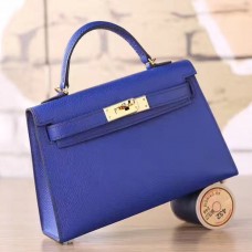 Hermes Electric Blue Epsom Kelly Mini II 20cm Handmade Bag Hermes Electric Blue Epsom Kelly Mini II 20cm Handmade Bag