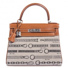 Hermes Kelly 28cm De Camp Dechainee Toile Bag Hermes Kelly 28cm De Camp Dechainee Toile Bag