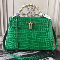 Hermes Kelly 32cm Bag In Bamboo Crocodile Leather Hermes Kelly 32cm Bag In Bamboo Crocodile Leather
