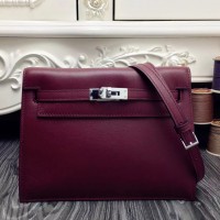 Hermes Kelly Danse Bag In Bordeaux Swift Leather Hermes Kelly Danse Bag In Bordeaux Swift Leather