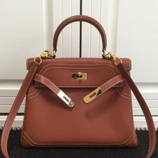 Hermes Kelly Ghillies 28cm In Brown Swift Leather Hermes Kelly Ghillies 28cm In Brown Swift Leather