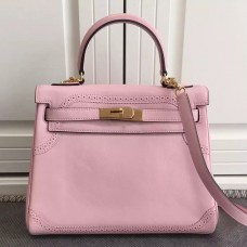 Hermes Kelly Ghillies 28cm In Pink Swift Leather Hermes Kelly Ghillies 28cm In Pink Swift Leather
