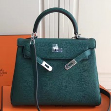 Hermes Malachite Clemence Kelly 25cm PHW Bag Hermes Malachite Clemence Kelly 25cm PHW Bag