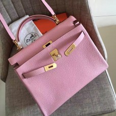Hermes Pink Clemence Kelly Retourne 28cm Handmade Bag Hermes Pink Clemence Kelly Retourne 28cm Handmade Bag