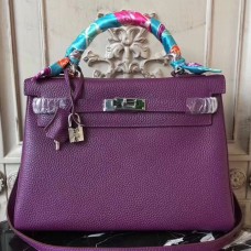 Hermes Purple Clemence Kelly 28cm Bag Hermes Purple Clemence Kelly 28cm Bag