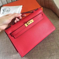 Hermes Red Epsom Kelly Pochette Handmade Bag Hermes Red Epsom Kelly Pochette Handmade Bag