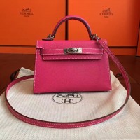 Hermes Rose Red Epsom Kelly Mini II 20cm Handmade Bag Hermes Rose Red Epsom Kelly Mini II 20cm Handmade Bag