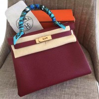 Hermes Ruby Clemence Kelly Retourne 28cm Handmade Bag Hermes Ruby Clemence Kelly Retourne 28cm Handmade Bag