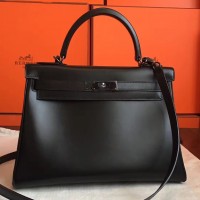 Hermes So Black Box Kelly Retourne 32cm Handmade Bag Hermes So Black Box Kelly Retourne 32cm Handmade Bag