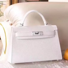 Hermes White Epsom Kelly Mini II 20cm Handmade Bag Hermes White Epsom Kelly Mini II 20cm Handmade Bag