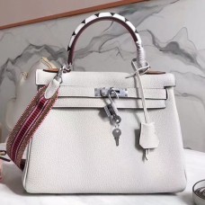 Hermes White Kelly 28cm Bag With Zigzag Handle Hermes White Kelly 28cm Bag With Zigzag Handle
