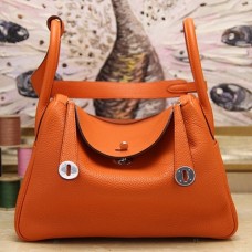 Hermes Orange Clemence Lindy 34cm Bag