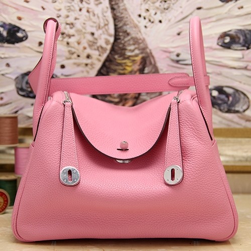 Hermes Lindy - Hermes 34cm Pink Clemence Shoulder Bag