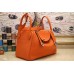 Hermes Orange Clemence Lindy 30cm Bag