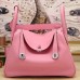 Hermes Pink Clemence Lindy 30cm Bag