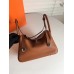 Hermes Brown Clemence Lindy 30cm Bag
