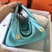 Hermes Blue Atoll Lindy 26cm Swift Handmade Bag