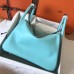 Hermes Blue Atoll Lindy 30cm Swift Handmade Bag