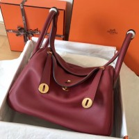 Hermes Bicolor Lindy 30cm Swift Bordeaux Handmade Bag Hermes Bicolor Lindy 30cm Swift Bordeaux Handmade Bag