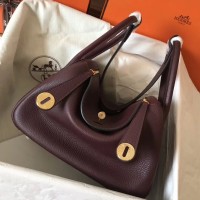 Hermes Bordeaux Lindy 26cm Clemence Handmade Bag Hermes Bordeaux Lindy 26cm Clemence Handmade Bag