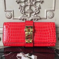 Hermes Medor Clutch Bag In Cherry Crocodile Leather