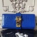 Hermes Medor Clutch Bag In Blue Crocodile Leather