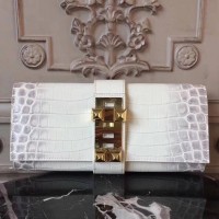 Hermes Medor Clutch Bag In White Crocodile Leather Hermes Medor Clutch Bag In White Crocodile Leather