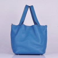 Hermes Picotin Lock Bag In Blue Leather Hermes Picotin Lock Bag In Blue Leather