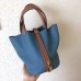 Hermes Bicolor Picotin Lock PM 18cm Blue Jean Bag