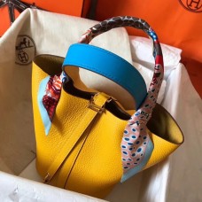 Hermes Bicolor Picotin Lock MM 22cm Yellow Bag