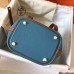 Hermes Bicolor Picotin Lock MM 22cm Blue Jean Bag