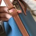 Hermes Bicolor Picotin Lock MM 22cm Blue Jean Bag