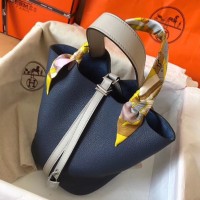 Hermes Bicolor Picotin Lock MM 22cm Sapphire Bag Hermes Bicolor Picotin Lock MM 22cm Sapphire Bag