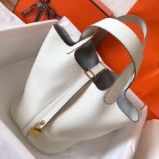 Hermes White Picotin Lock PM 18cm Handmade Bag Hermes White Picotin Lock PM 18cm Handmade Bag