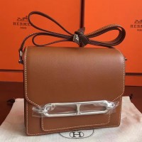 Hermes Mini Sac Roulis Bag In Caramel Swift Leather Hermes Mini Sac Roulis Bag In Caramel Swift Leather