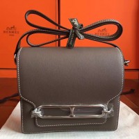 Hermes Mini Sac Roulis Bag In Etoupe Swift Leather Hermes Mini Sac Roulis Bag In Etoupe Swift Leather